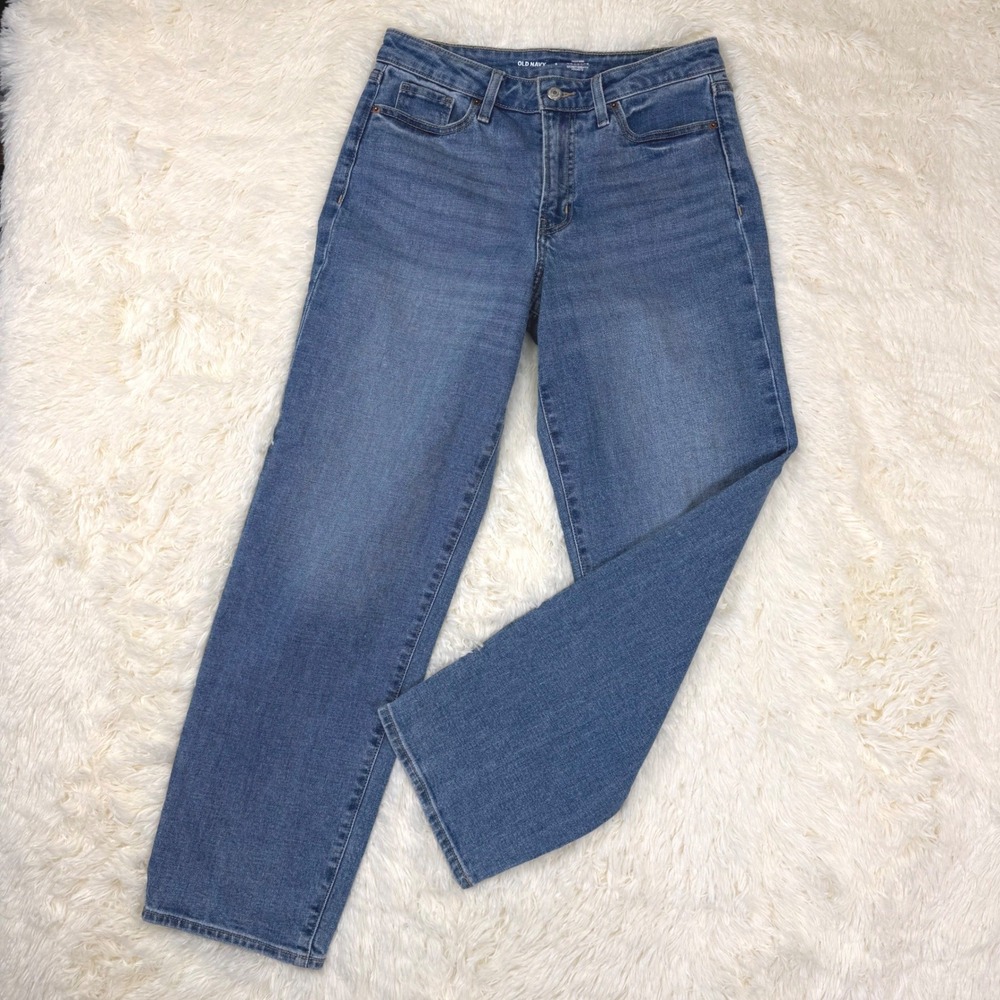 Old Navy OG Loose Jeans Womens 6 Blue High Rise Straight Leg Denim